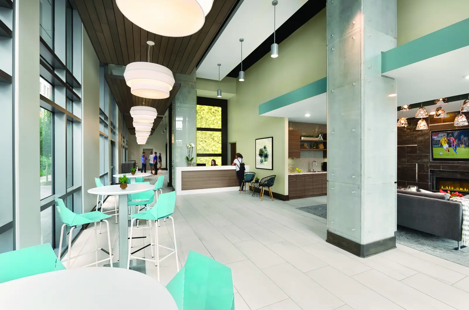 skygarden student apartments charleston lounge with coffee bar