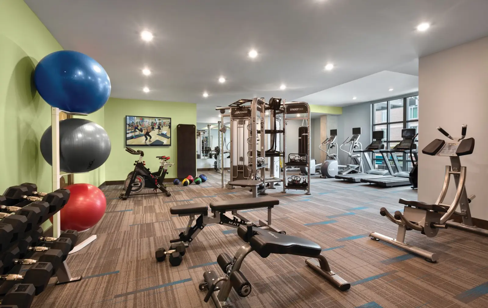 fitness center stocked skygarden student apartments charleston